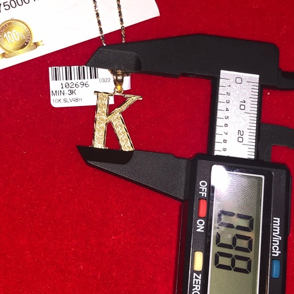 10k solid gold K initial pendant, NOT plated, Diamond cut custom made initial - Picture 3 of 6